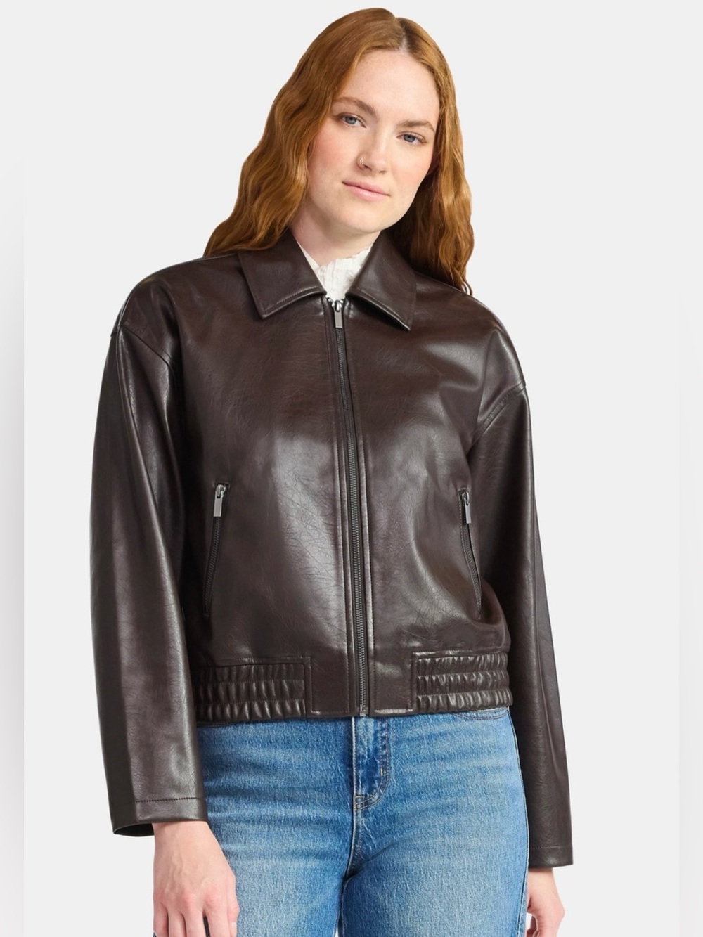 NWT Time and Tru Faux Zip Leather Jacket - Sz XS